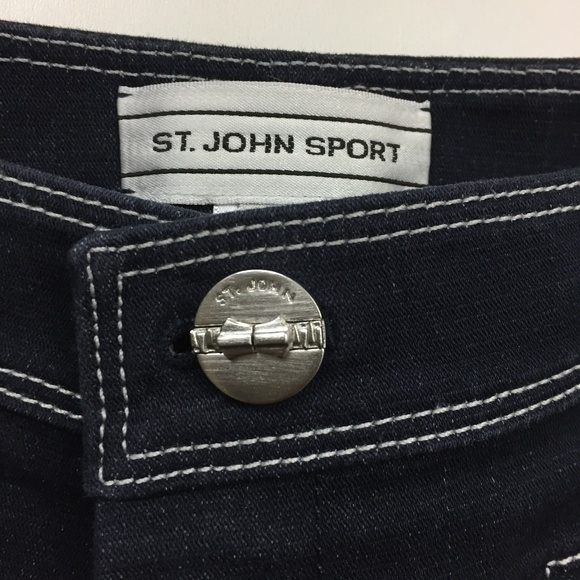 ST JOHN SPORT White Stitching Cropped Jeans - Picture 2 of 8